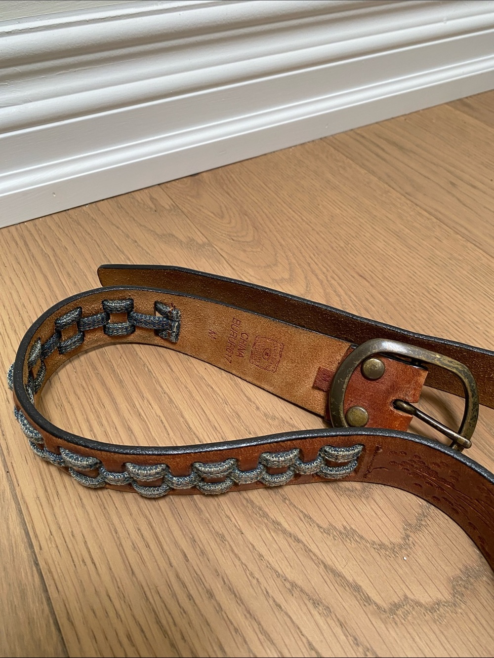 Leather Braided Accent Belt - Brown